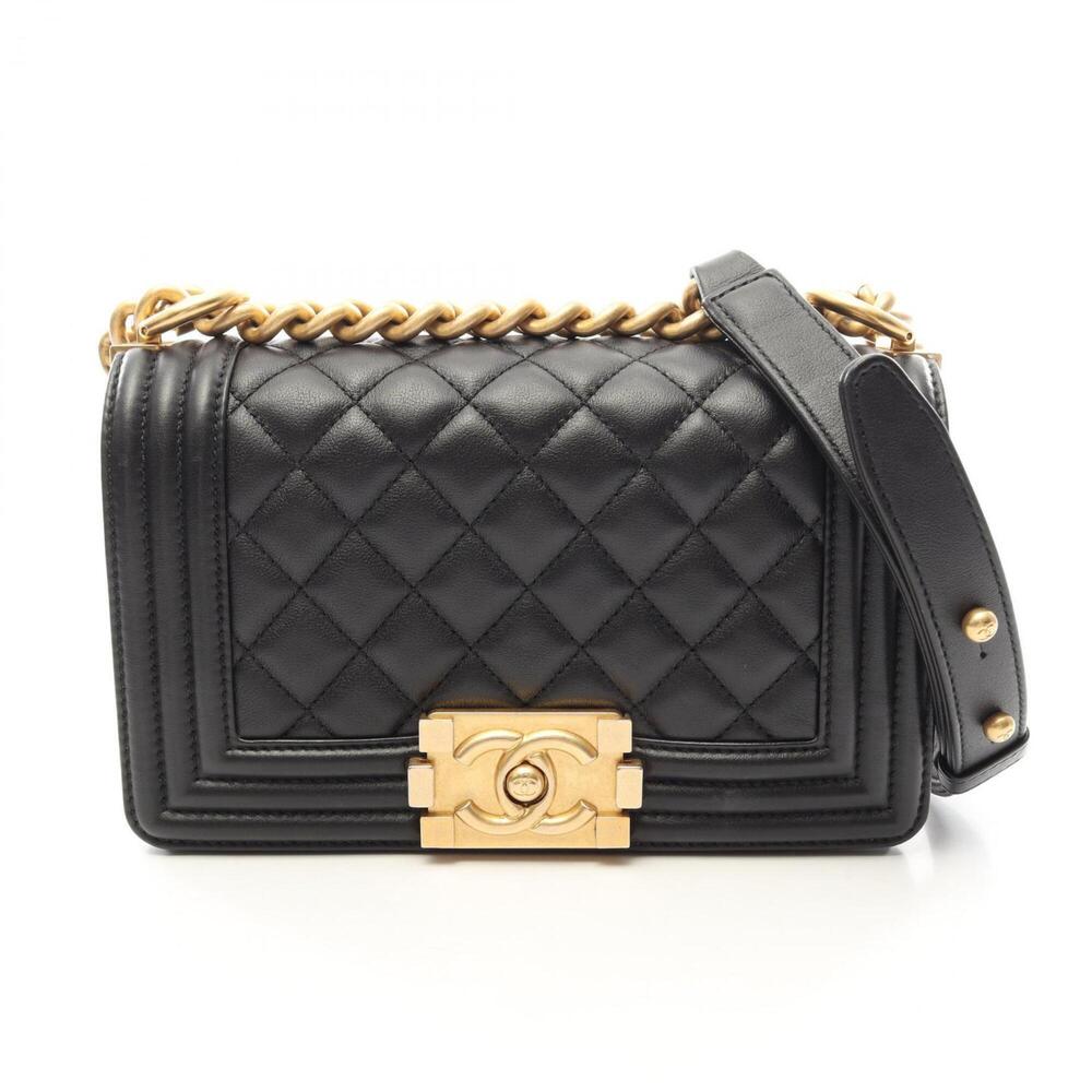 Chanel Boy Small Shoulder Bag/Handbag, Lambskin Leather, Women's, Black (A67085)